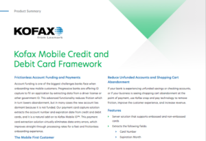 Kofax, Mobile Credit, Debit Card Framework
