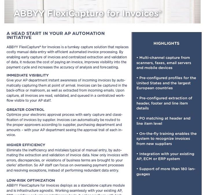 ABBYY Flexicapture for Invoices Data Sheet