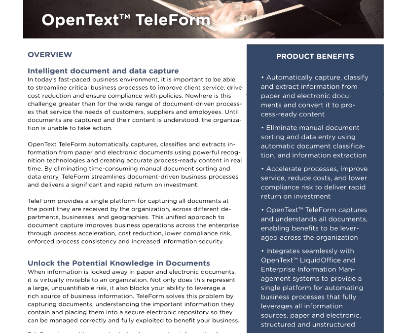 OpenText TeleForm Data Sheet